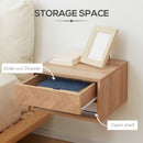 HOMCOM Floating Bedside Table Set of 2 Wall Mounted Nightstand W/ Drawer Natural