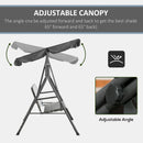 Outsunny 3-person Rattan Swing Chair, Hanging Bench w/ Stand, Adjustable Canopy
