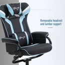 Vinsetto Video Game Chair and Footrest Set with Lumbar Support Headrest Blue