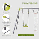 HOMCOM 3 In 1 Garden Swing Set w/ Metal Frame, for 4 Children, Ages 3-10 Years