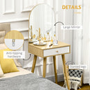 HOMCOM Dressing Table with Big Mirror, Makeup Desk with Drawer, Natural