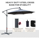 Outsunny 3(m) LED Patio Banana Umbrella Cantilever Parasol w/ Crank, Grey