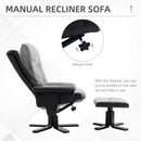HOMCOM Recliner Armchair Footstool Duo Vintage Wood Base Home Micro Fiber Grey