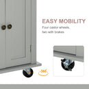 HOMCOM Rolling Kitchen Island Cart with Rubber Wood Top, Spices, and Towel Rack