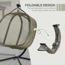 Outsunny Double Hanging Swing Egg Chair- Brown/Khaki/Black