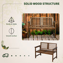 Outsunny 2-Seater Wooden Garden Bench w/ Backrest and Armrest for Yard Brown