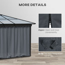 Outsunny Outdoor Privacy Curtain 4-Panel Sidewalls for 3 x 3 (M) Gazebos Grey