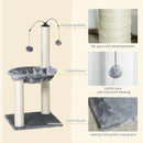 PawHut 83cm Cat Tree Tower w/ Sisal Scratching Post Hammock Toy Ball - Grey