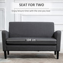 HOMCOM Linen Modern-Curved 2-Seat Sofa Loveseat w/ Thick Cushion Wood Legs Grey