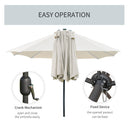 Outsunny 4.4m Double-Sided Sun Umbrella Patio Parasol Solar Lights Cream White