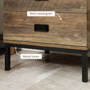 HOMCOM Retro Bedside Table Metal Frame Bedroom Side Table w/ 2 Drawers Coffee
