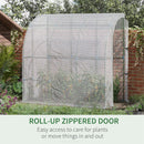 Outsunny Walk-In Lean to Wall Greenhouse w/ Zippered Door 214x118x212cm, White