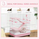 PawHut Four-Level Small Animal Cage, Indoor Pet House, Pink, 81 x 52.5 x 114 cm