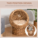 PawHut Wicker Cat House, Raised Cat Bed with Cylindrical Base, 42 x 33 x 52cm