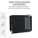 Outsunny Lounger Folding Reclining Camping Bed 5-position Adjustable Black