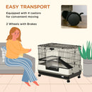 PawHut Small Pet Animal Cage w/ Metal Wire Top Platform Removable Tray 4 Wheels