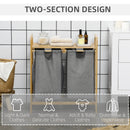 HOMCOM Bamboo Laundry Basket with Shelf Pull-out Bags for Bedroom Laundry Room