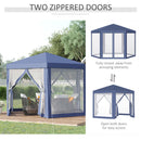 Outsunny Garden Hexagonal Gazebo Patio Outdoor Canopy Patio Party Tent Blue