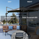 Outsunny 3m Solar LED Cantilever Parasol Adjustable Garden Umbrella Light Grey