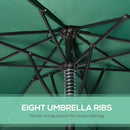Outsunny Outdoor Market Table 3(m) Parasol Umbrella Sun Shade with 8 Ribs, Green