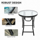 Outsunny Folding Garden Table Round Foldable Table with Safety Buckle Black