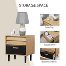 HOMCOM Bedside Table Cabinet Storage Chest w/ 2 Drawers Nordic Style Black