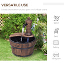 Outsunny Garden Barrel Water Fountain Patio Wood Electric Water Feature w/ Pump