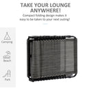 Outsunny Lounger Folding Reclining Camping Bed 5-position Adjustable Mixed Grey