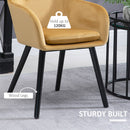 HOMCOM Modern Upholstered Fabric Bucket Seat Dining Armchairs Set of 2 Yellow