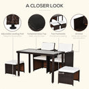 Outsunny 5 Pieces Rattan Garden Furniture Sofa Set w/ Table Chair Footrest Brown
