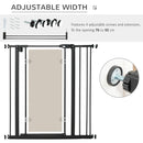 PawHut 76-92cm Adjustable Pressure Fit Pet Safety Gate Dog Barrier, Black