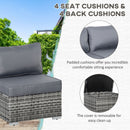Outsunny 6Pcs Rattan Sofa Set Garden Sectional Garden Wicker Furniture Cushion