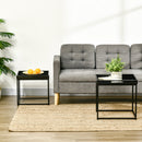 HOMCOM Coffee Table Set of 2 High Gloss Nest of Tables with Steel Frame, Black