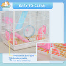 PawHut Hamster Cage w/ Tunnel Tube, Detachable Bottom, Ramps, Exercise Wheel