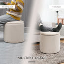 HOMCOM Modern Fabric Storage Ottoman with Removable Lid, Set of 2, White
