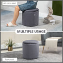 HOMCOM Modern Fabric Storage Ottoman with Removable Lid, Set of 2, Grey