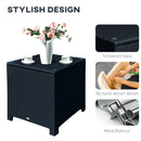 Outsunny Side Table Furniture Tempered Glass Garden Patio Wicker Black