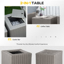Outsunny 5 PCs Outdoor Rattan Lounge Sofa Footstool Cooler Bar Coffee Table Set