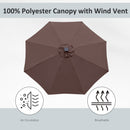 Outsunny 2.7m Garden Parasol Summer Shelter w/ LED Solar Light Crank Tilt Coffee