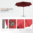 Outsunny Cantilever Roma Parasol 360° Rotation w/ Hand Crank & Base, Wine Red