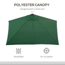 Outsunny 2.3m Garden Balcony Half Round Umbrella Metal Parasol Umbrella Green
