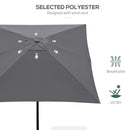Outsunny 2 x 3(m) Garden Parasol Rectangular Market Umbrella w/ Crank Dark Grey
