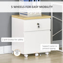 Vinsetto Mobile Filing Cabinet Lockable File Cabinet A4 Size W/ 2 Drawers White