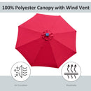 Outsunny 2.7m Garden Parasol Summer Shelter w/ LED Solar Light Crank Tilt Red