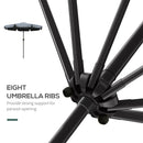Outsunny 2.7m Patio Umbrella Garden Parasol with Crank, Ruffles, 8 Ribs, Grey
