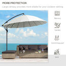 Outsunny 3(m) Cantilever Shanghai Parasol w/ Crank Handle, Cross Base, Off-White
