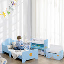 ZONEKIZ 2 In 1 Wooden Kids Storage Bench, Toy Box w/ Safety Rod - Blue