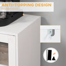 HOMCOM Glass Door Kitchen Sideboard, Display Cabinet with Wine Rack White