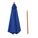 Outsunny 2.5m Wooden Garden Parasol Outdoor Umbrella Canopy w/ Vent Blue