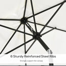 Outsunny 3x2m Patio Parasol Canopy Tilt Crank 6 Ribs Sun Shade Garden White